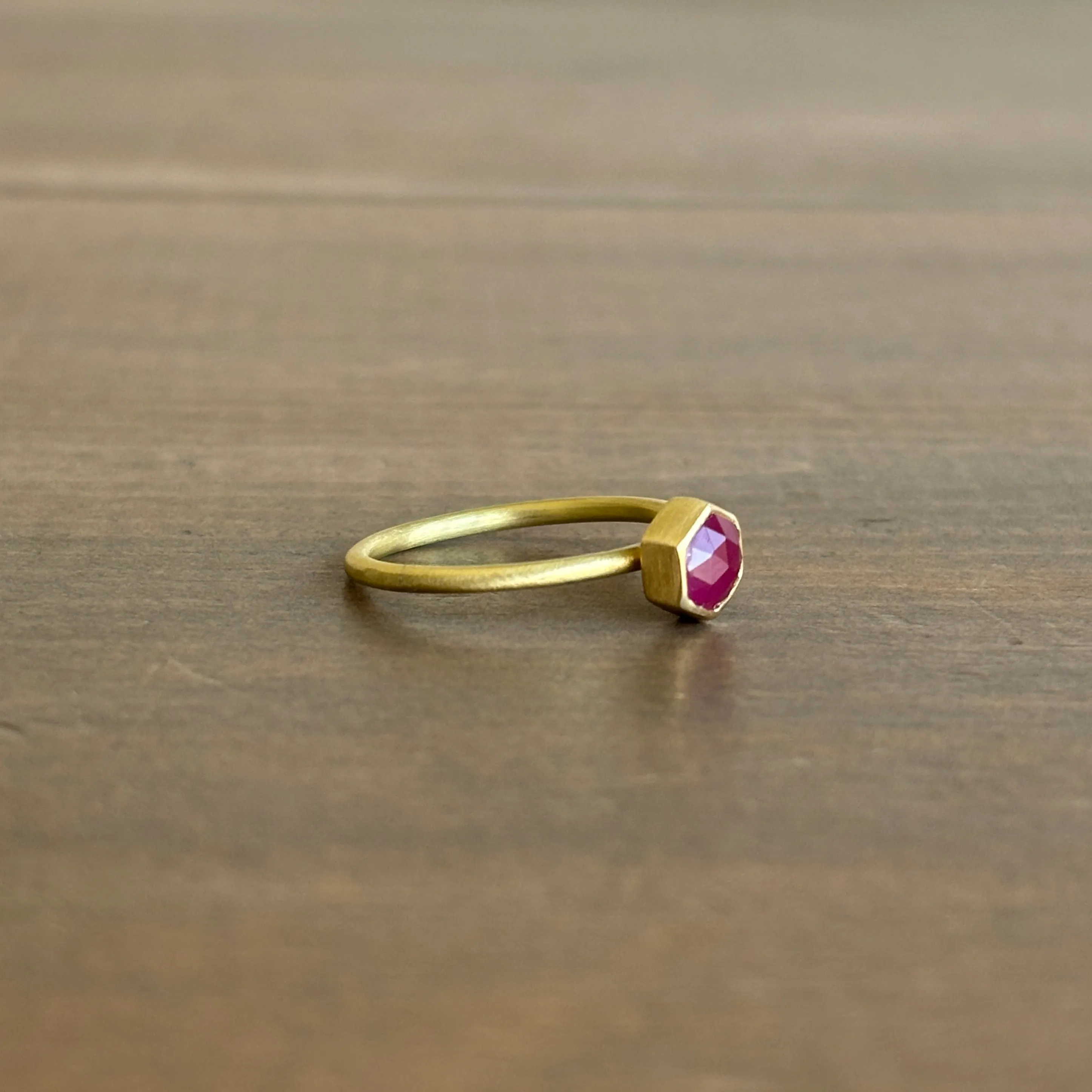 Petite Faceted Ruby Hexagon Ring