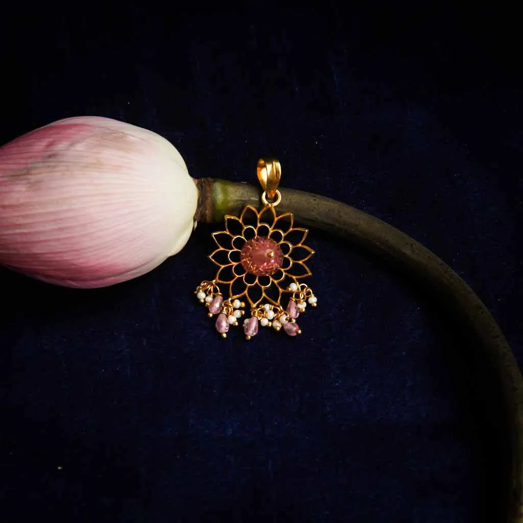 Pink Zircon Gold Plated Silver Pendant