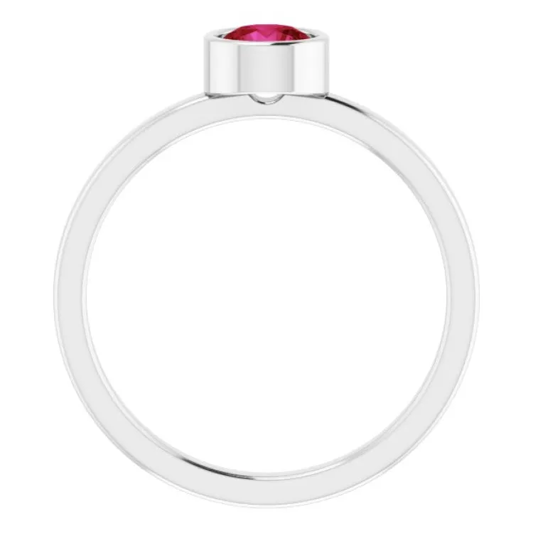 Platinum 5 mm Lab-Grown Ruby Ring