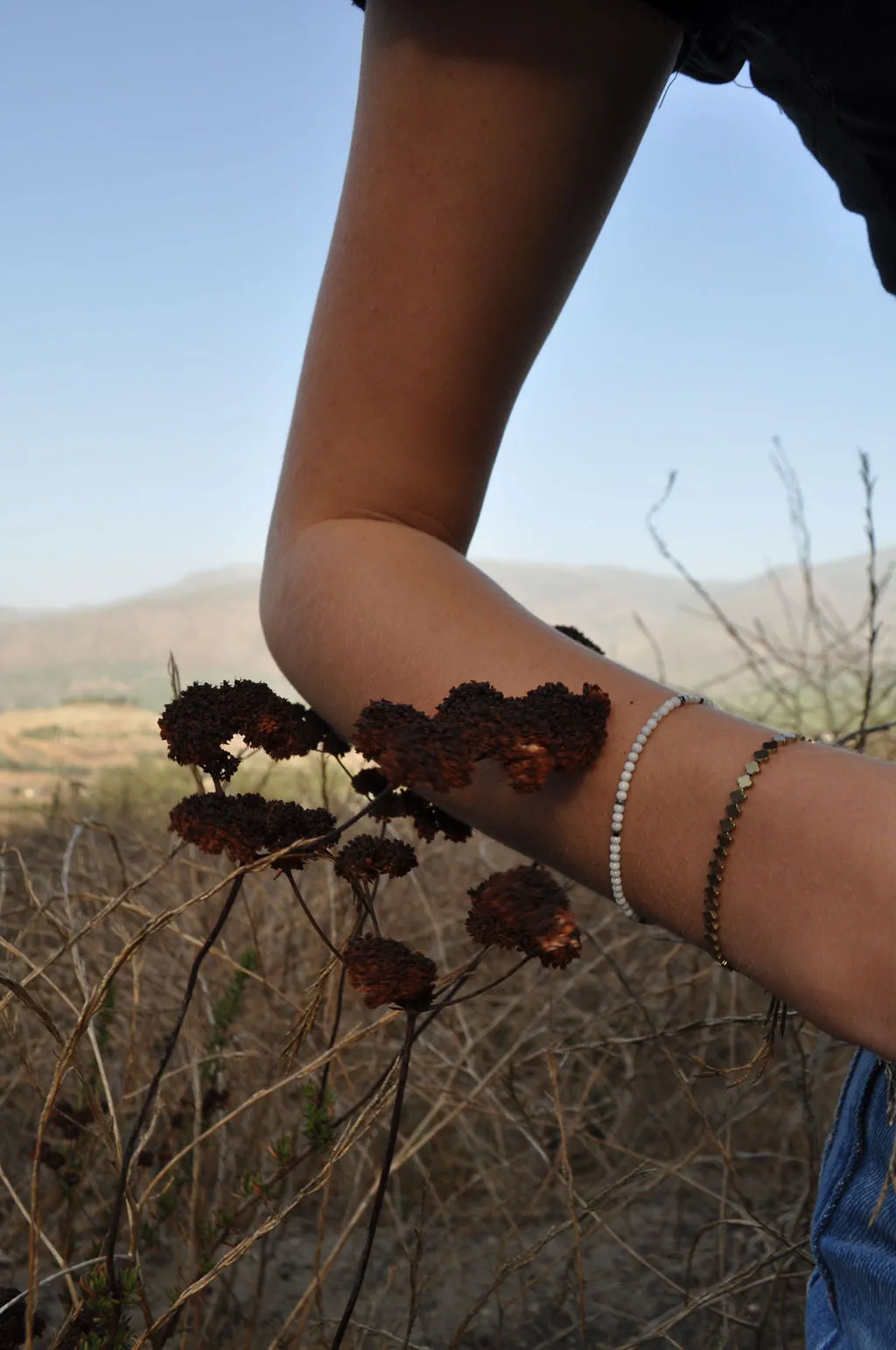 "Gold Hill" Hematite Gemstone Beaded Bracelet