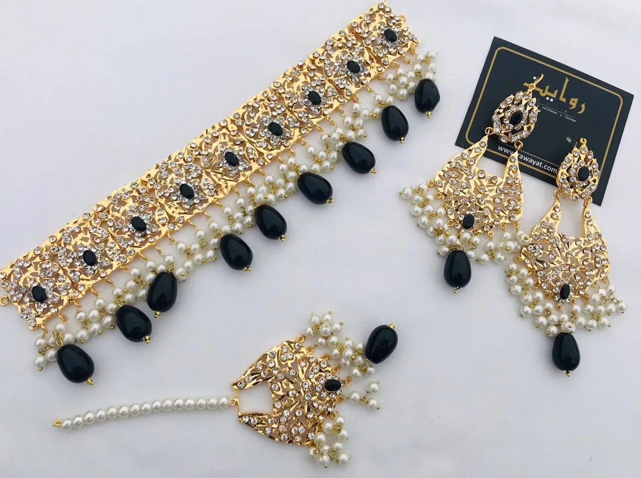 Rawayat Hyderabadi Choker Set-11 (Black)