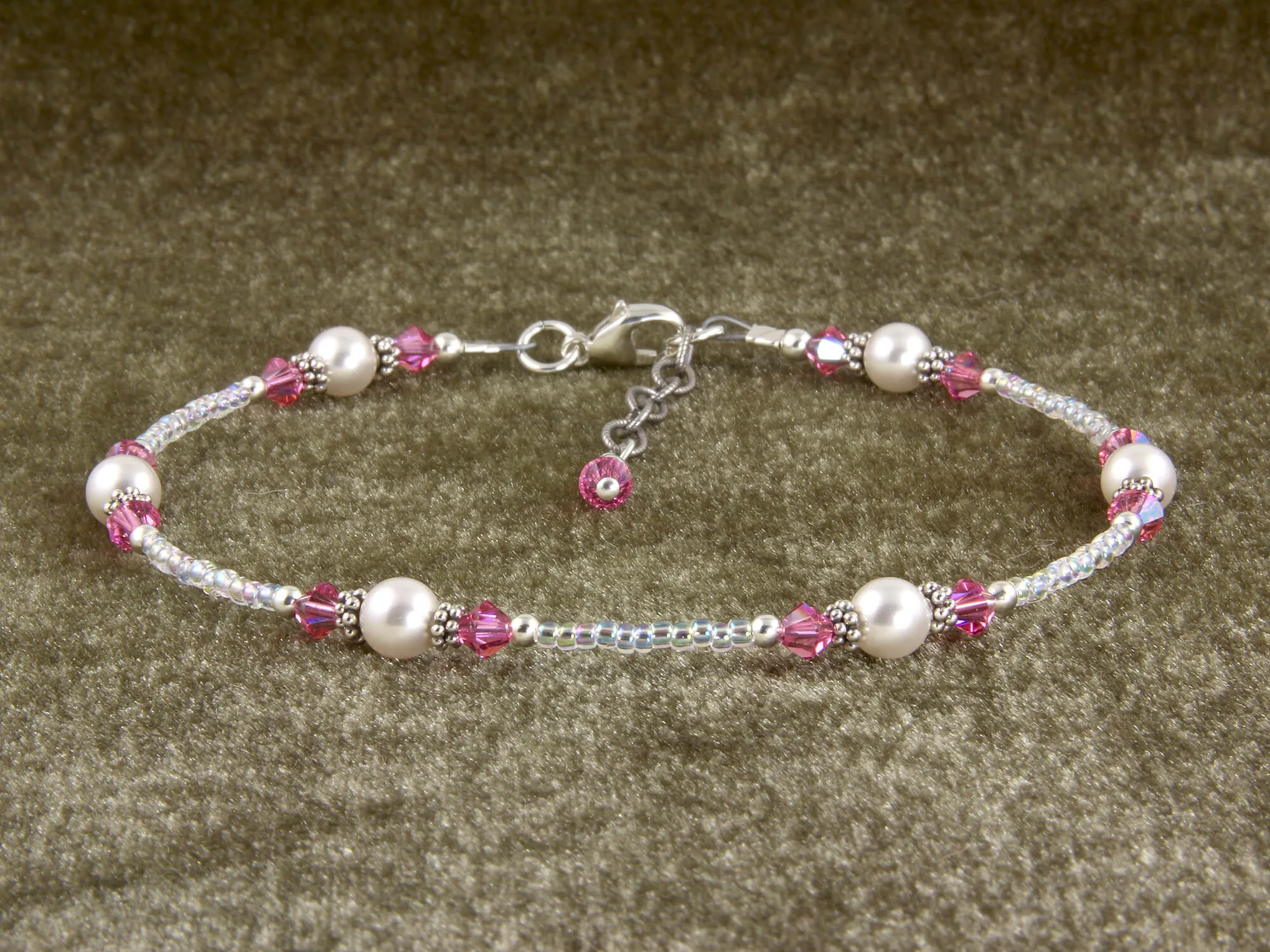 Razzle Dazzle Rose Pink Pearl Anklet