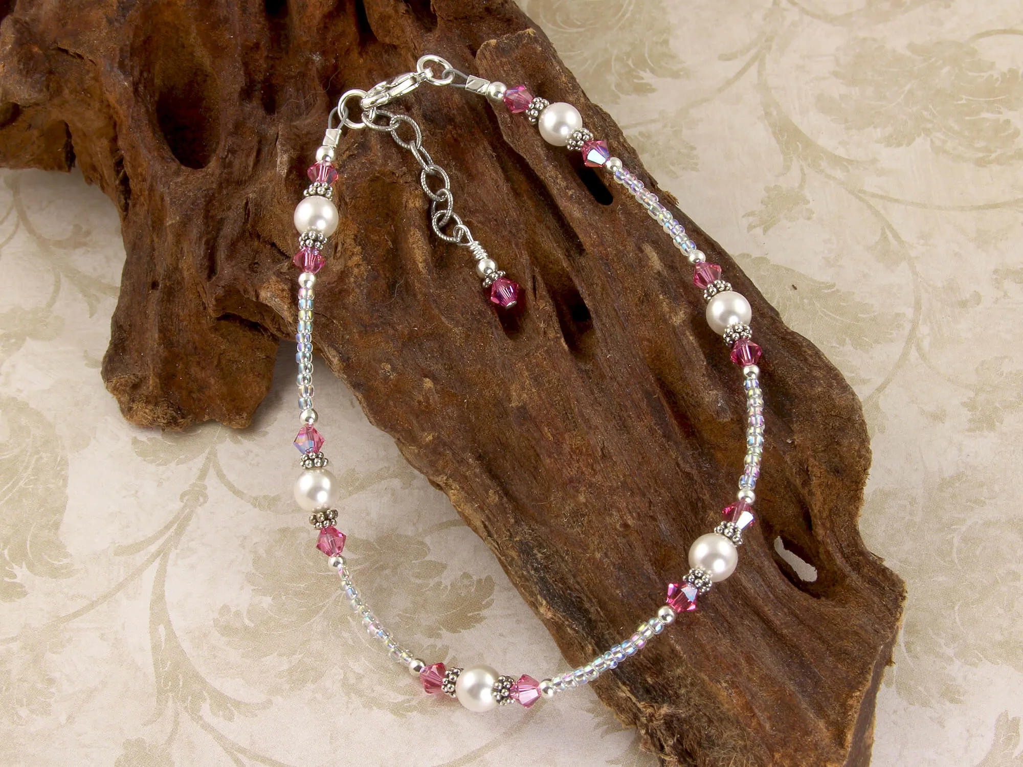 Razzle Dazzle Rose Pink Pearl Anklet