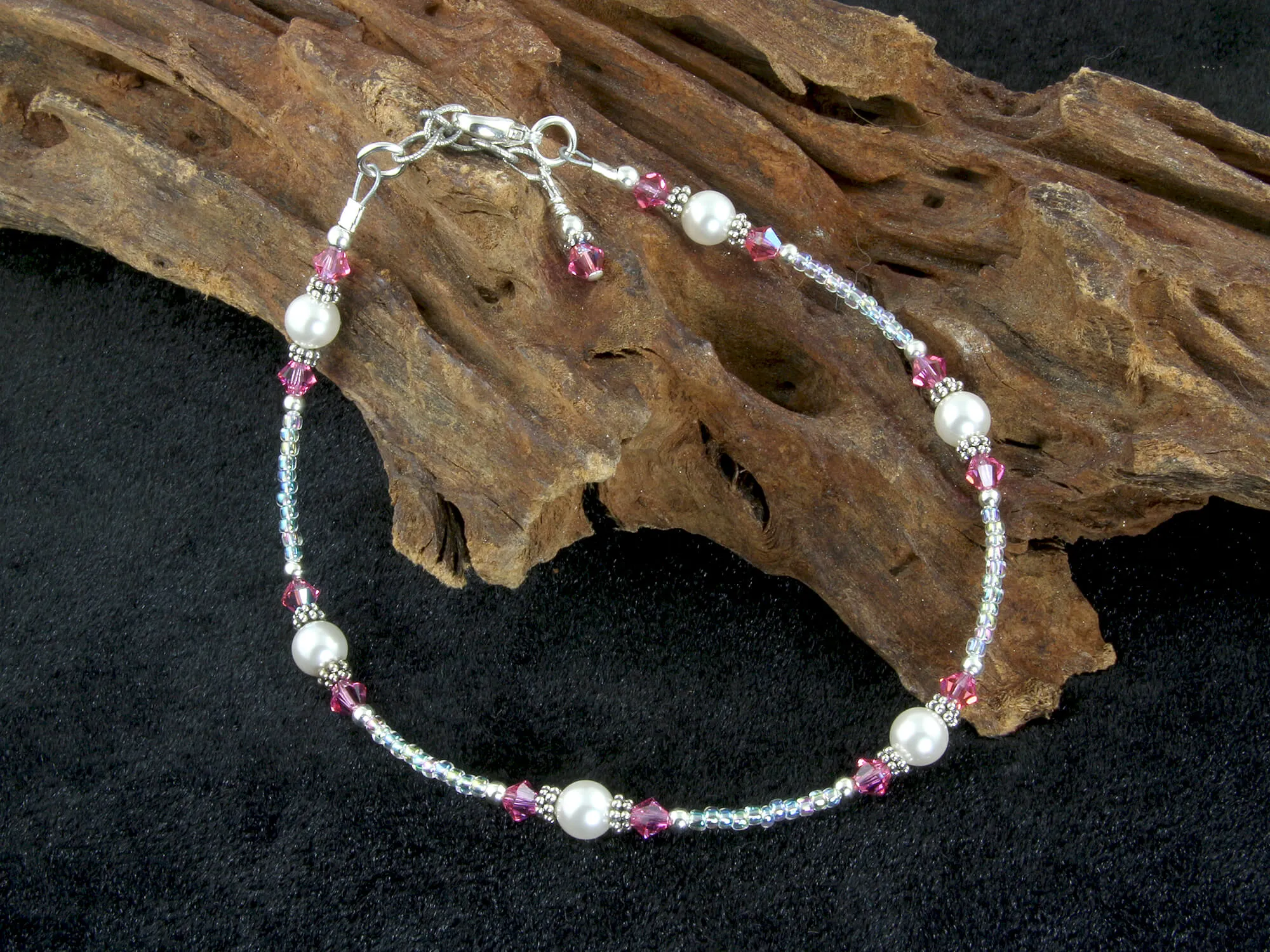 Razzle Dazzle Rose Pink Pearl Anklet