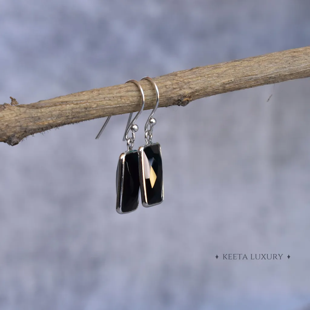 Rectangular Strength - Black Onyx Earrings