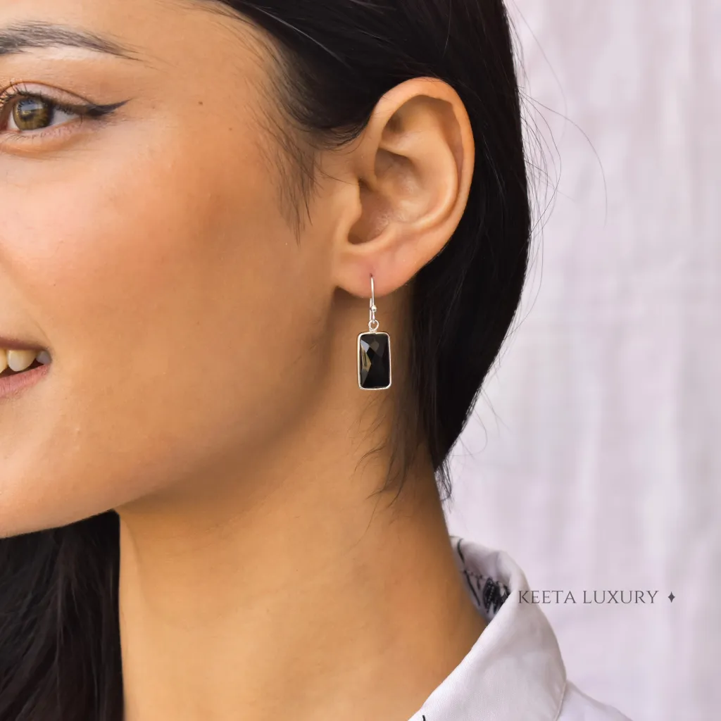 Rectangular Strength - Black Onyx Earrings