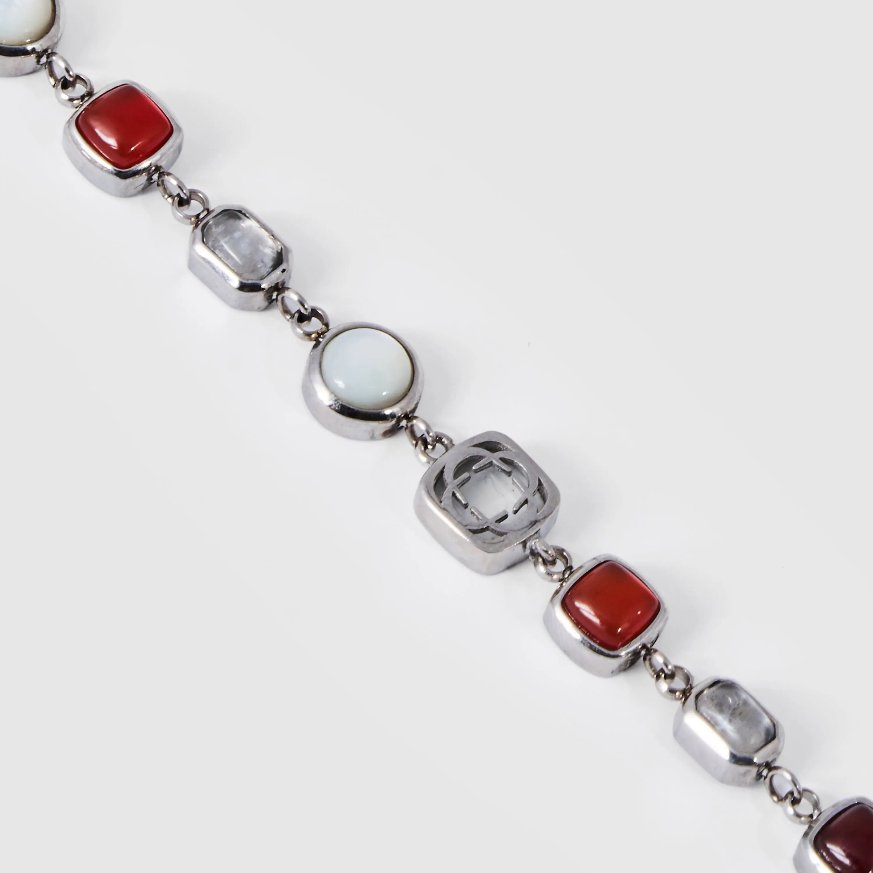 Red Crystal Gemstone Bracelet (Silver)