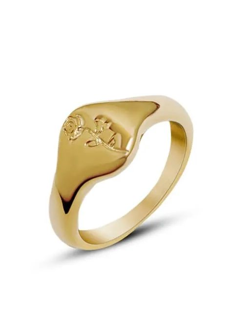 Rose Ring 18K Gold Plated Flower Print Jewelry Signet Waterproof Tarnish Free Rings KESLEY