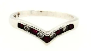 Ruby & Cubic Zirconia 925 Sterling Silver Ring