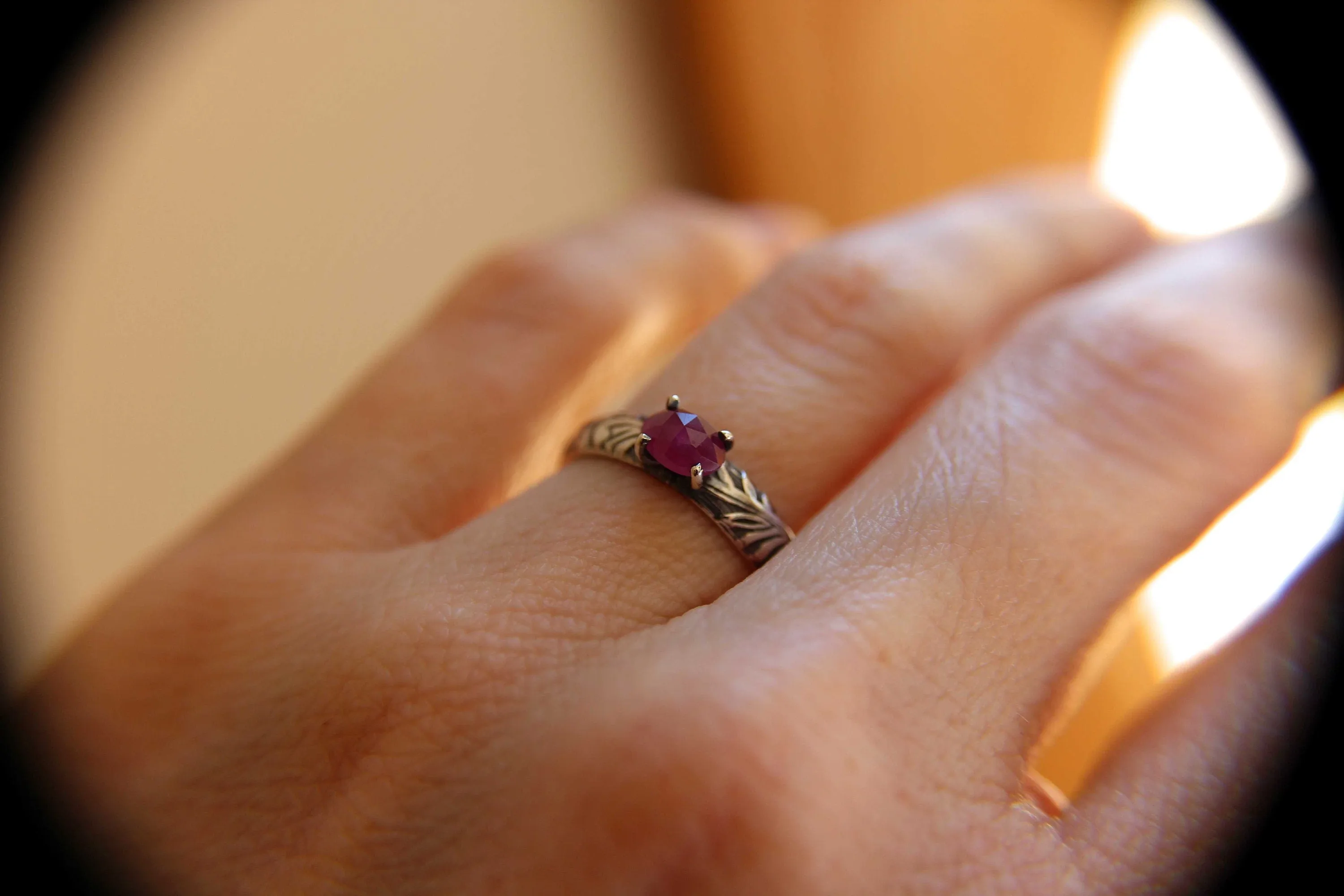 Ruby Ring, Natural Raw Ruby Ring, Floral Ruby Ring, Boho Ring, Stacking Ring, Floral Band, Faceted Ruby, Ruby Stone, Boho Ring, Natural,Gift