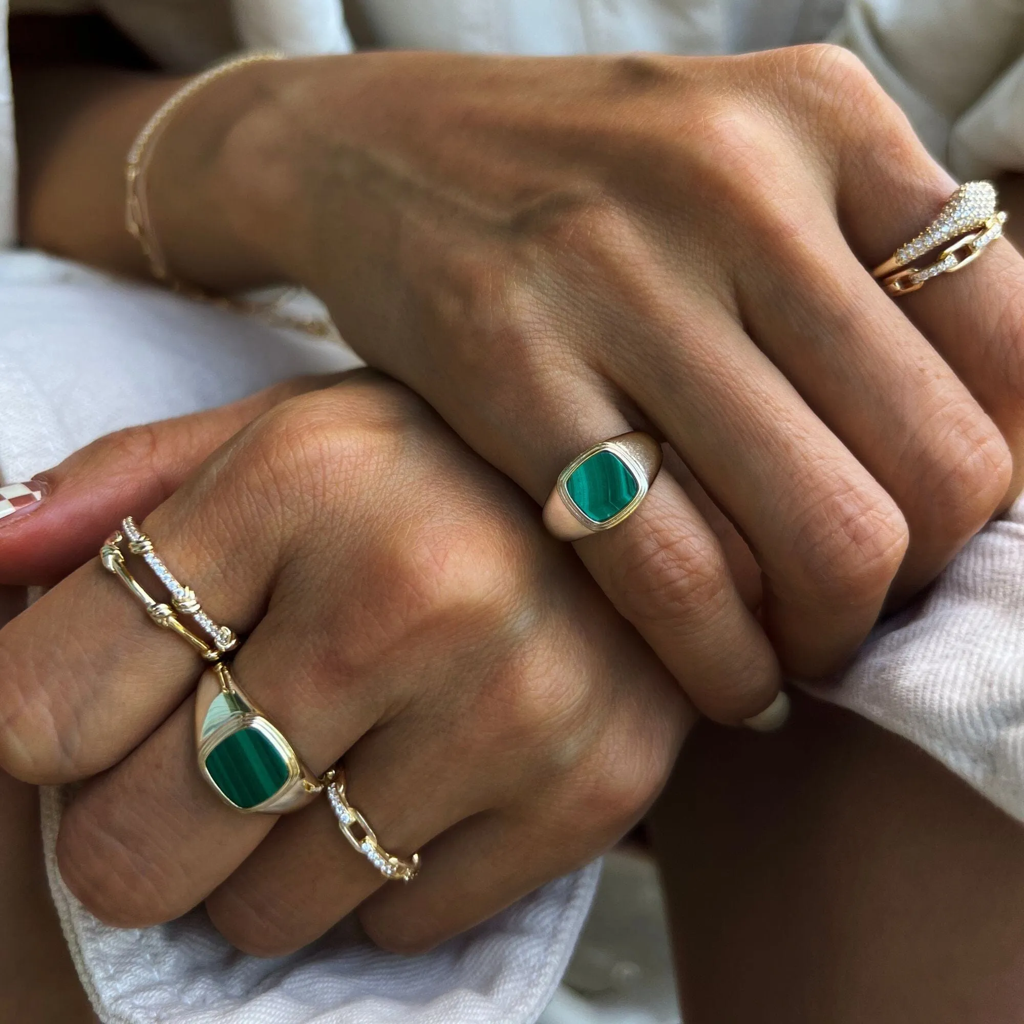 Saburo malachite signet ring