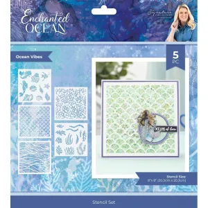 Sara Signature Enchanted Ocean Stencil Set 8"X8" Ocean Vibes