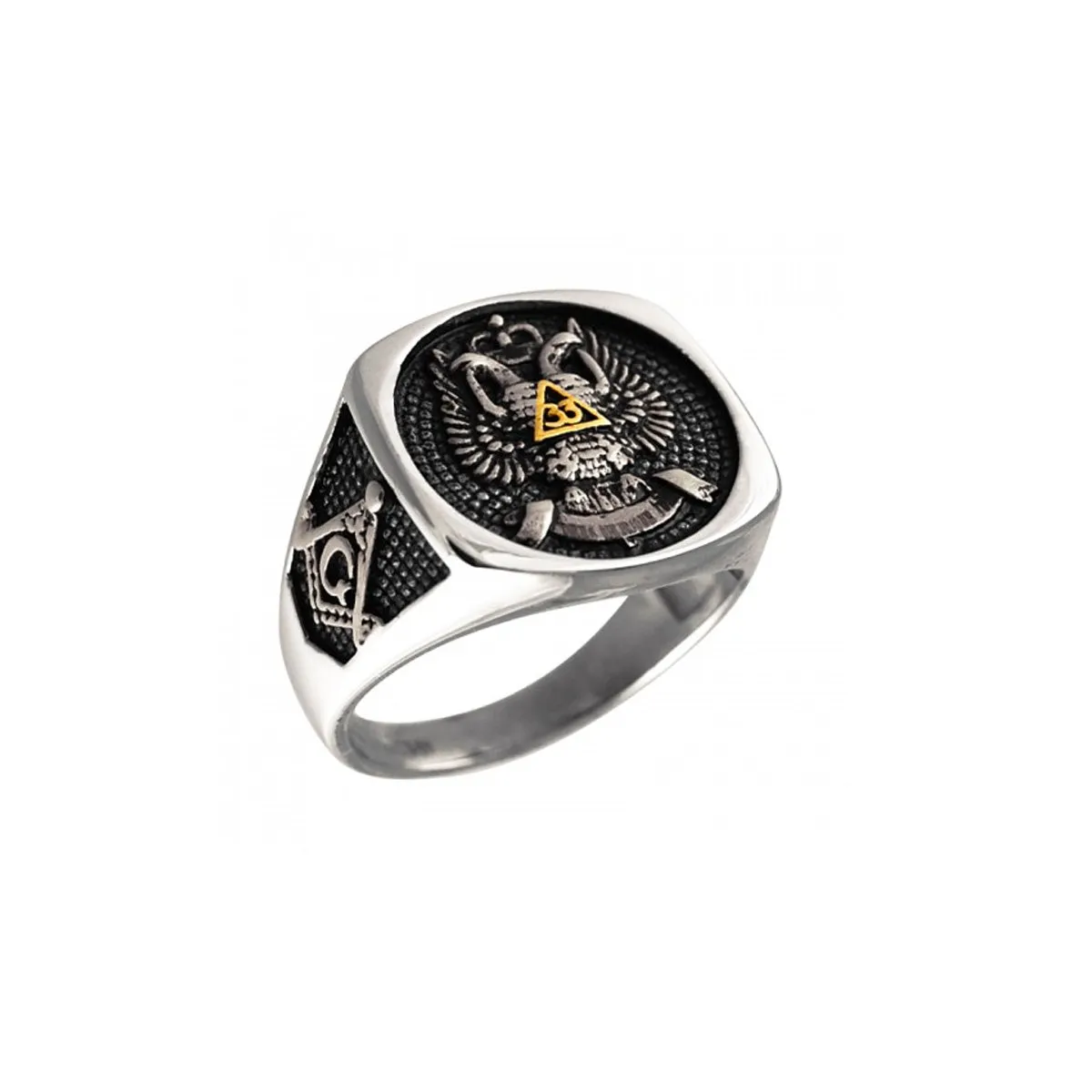 Scottish Rite 33rd Degree Masonic Signet Stainless Steel Biker Ring