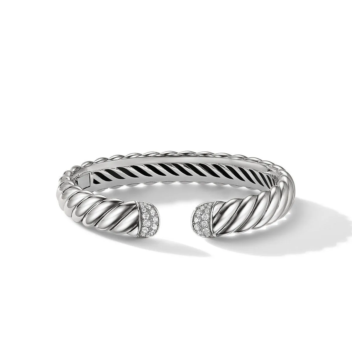 Sculpted Cable Cuff Bracelet with Pave Diamonds