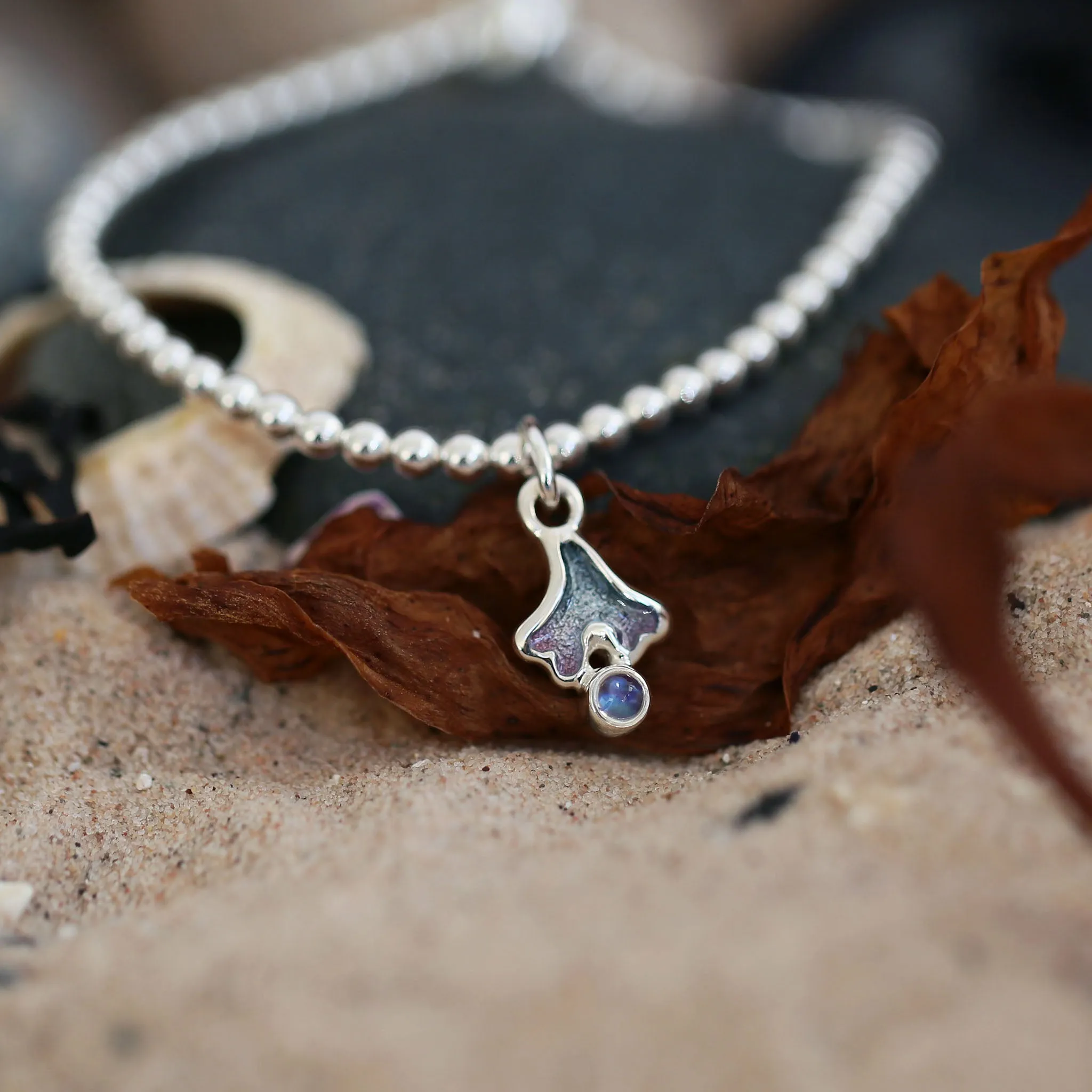 Sea Moss Moonstone Stretch Bracelet in Mill Sands Enamel