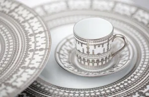 Set of 2 Coffee Cups and Saucers Tiara peacock blue platinum