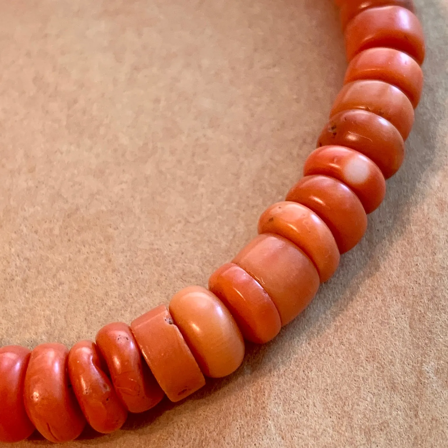 Short Strand of Orange Antique Coral