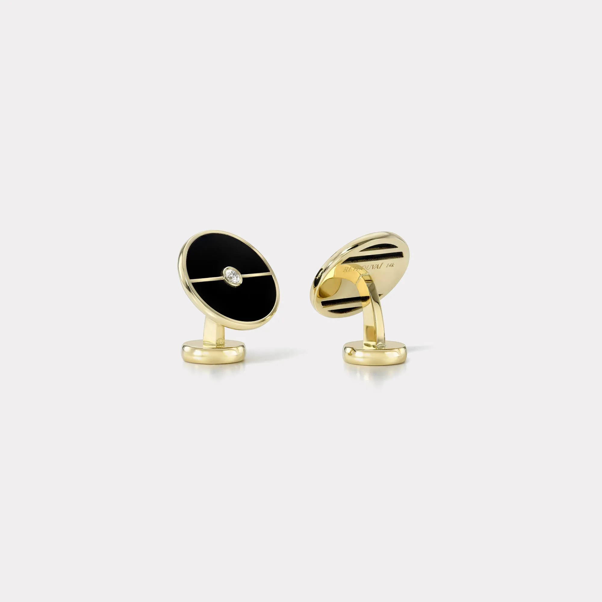 Signature Compass Black Onyx and Diamond Cufflinks