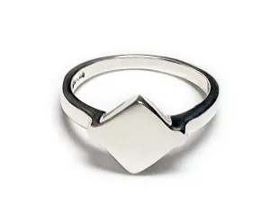 Silver Diamond Shaped Signet Ring