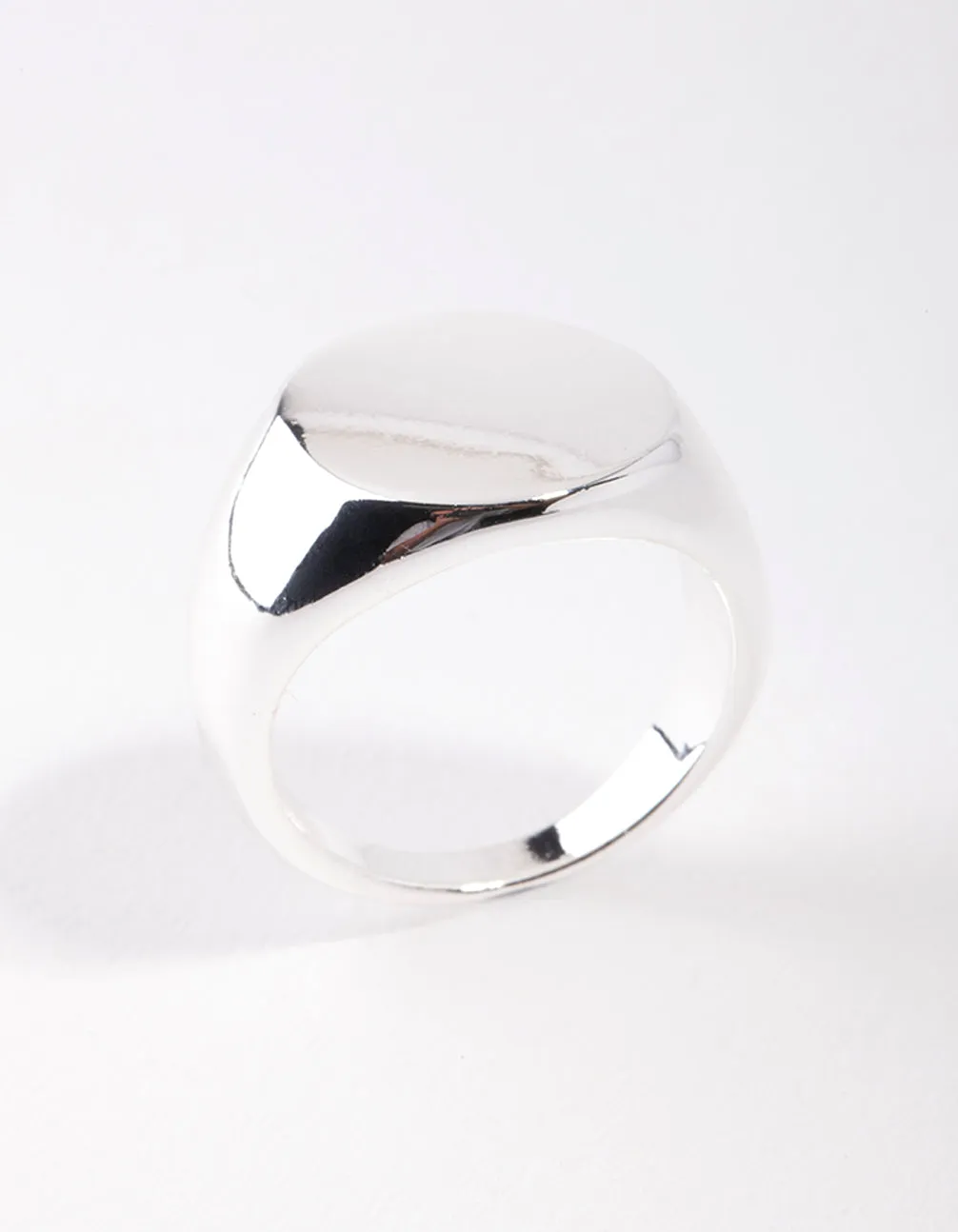 Silver Plated Plain Signet Ring