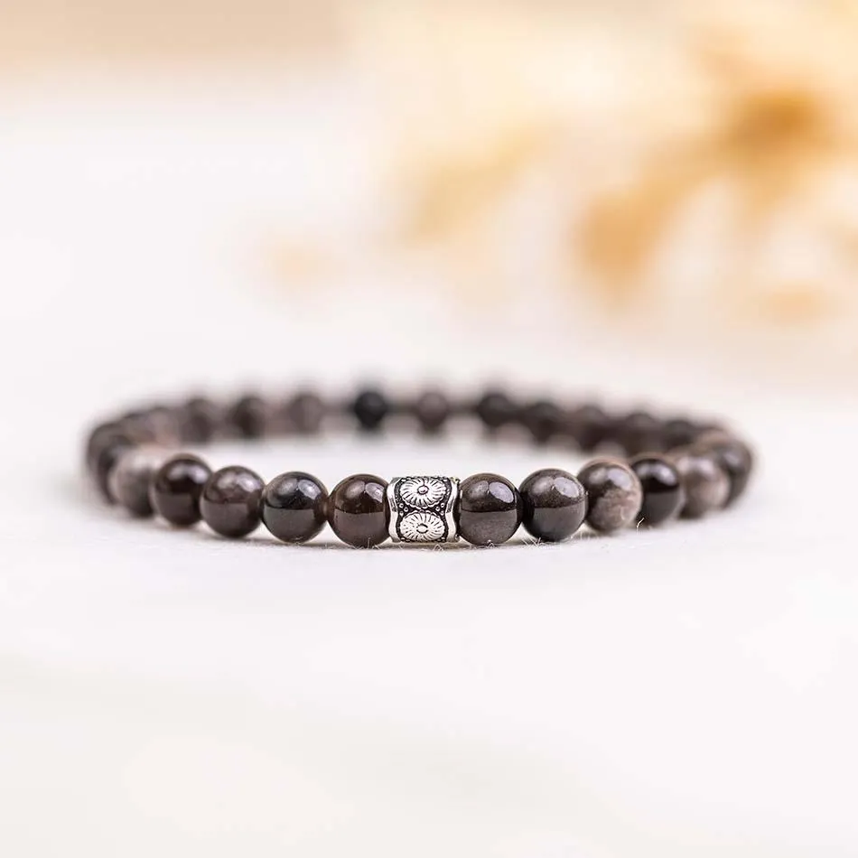 Silver Sheen Obsidian Gemstone Bracelet 6mm