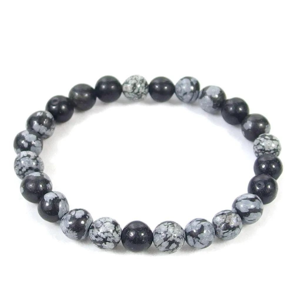 SnowFlake Obsidian Beaded Crystal Bracelet