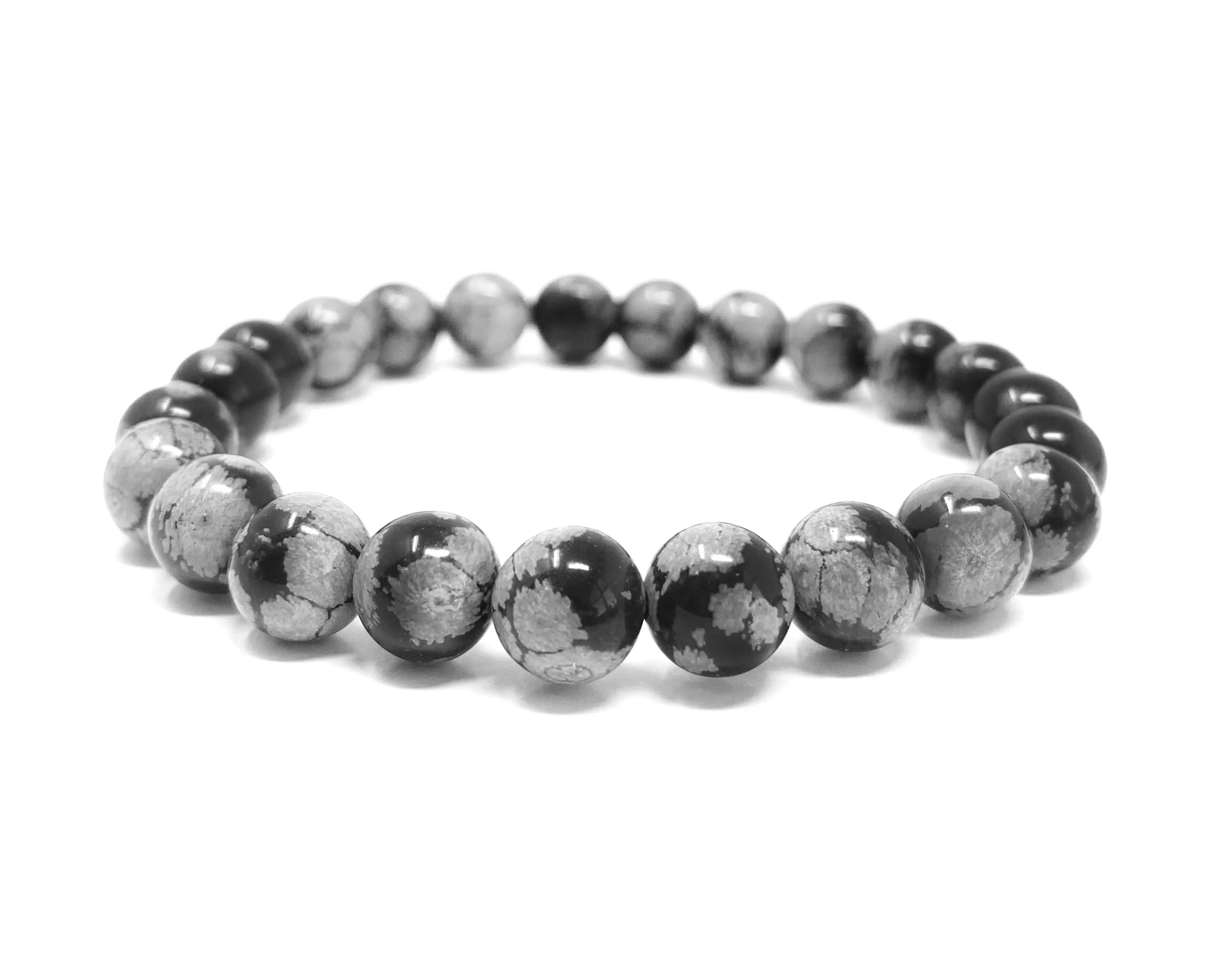 SnowFlake Obsidian Beaded Crystal Bracelet