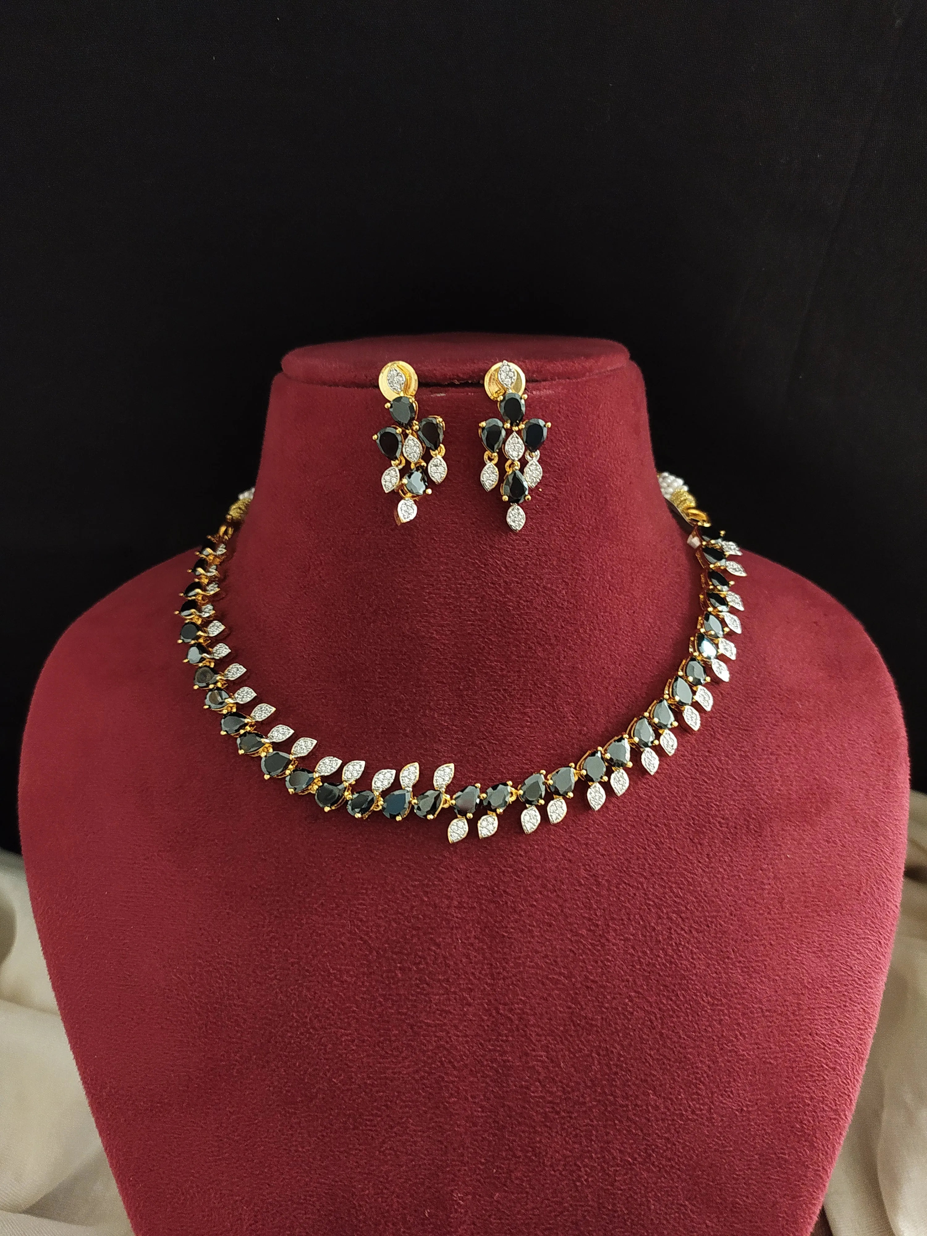 Sonal Fashion's Two-Tone Brilliance: Gold & Silver Plated Zircon Necklace Set