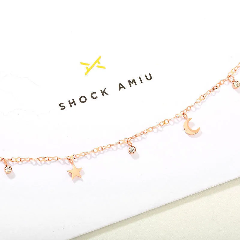 Star And Moon Transport Titanium Steel Anklet