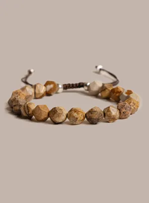 Sterling Silver and Picture Jasper Bead Bracelet for Men