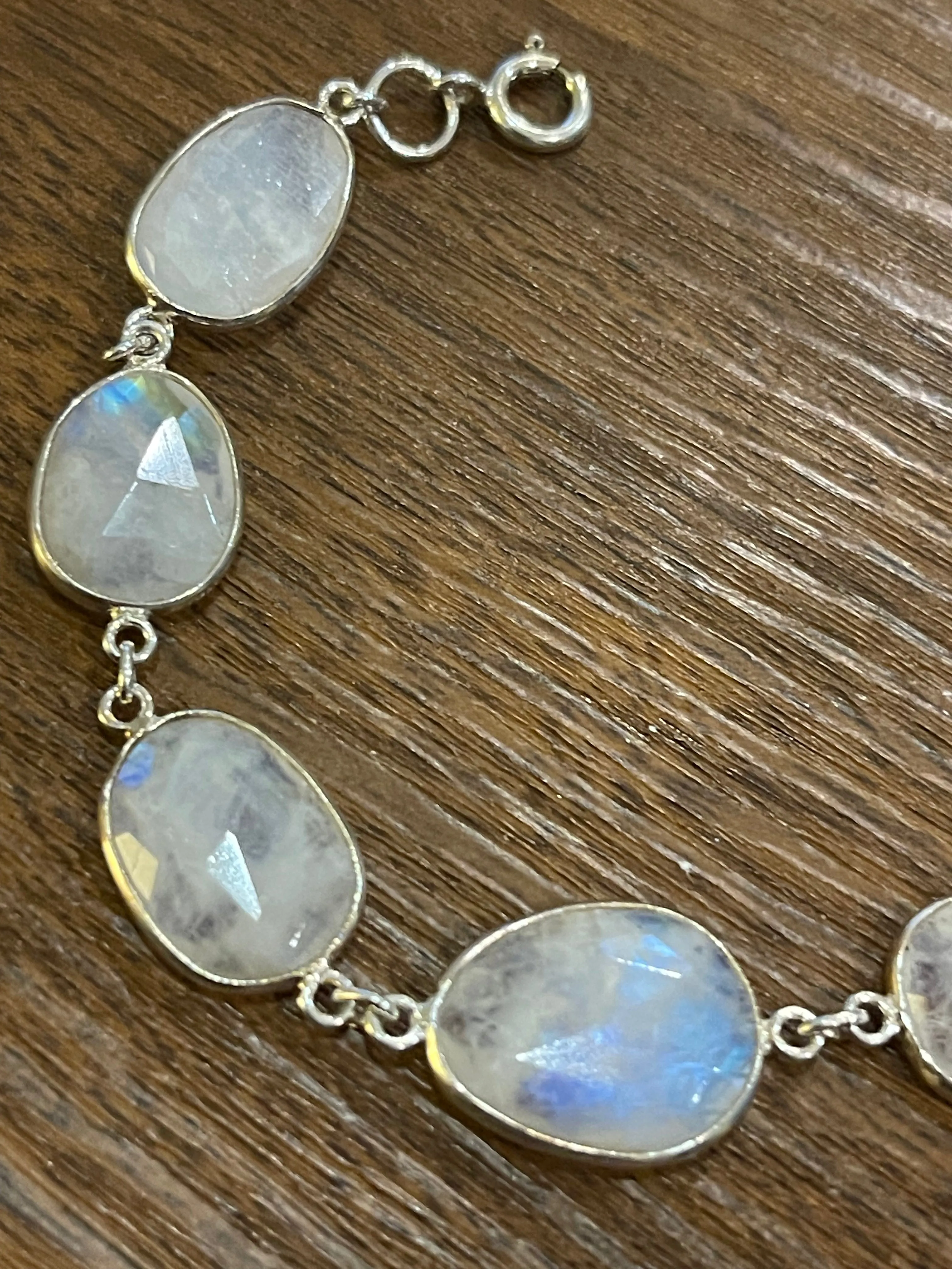 Sterling Silver Faceted Moonstone Bracelet