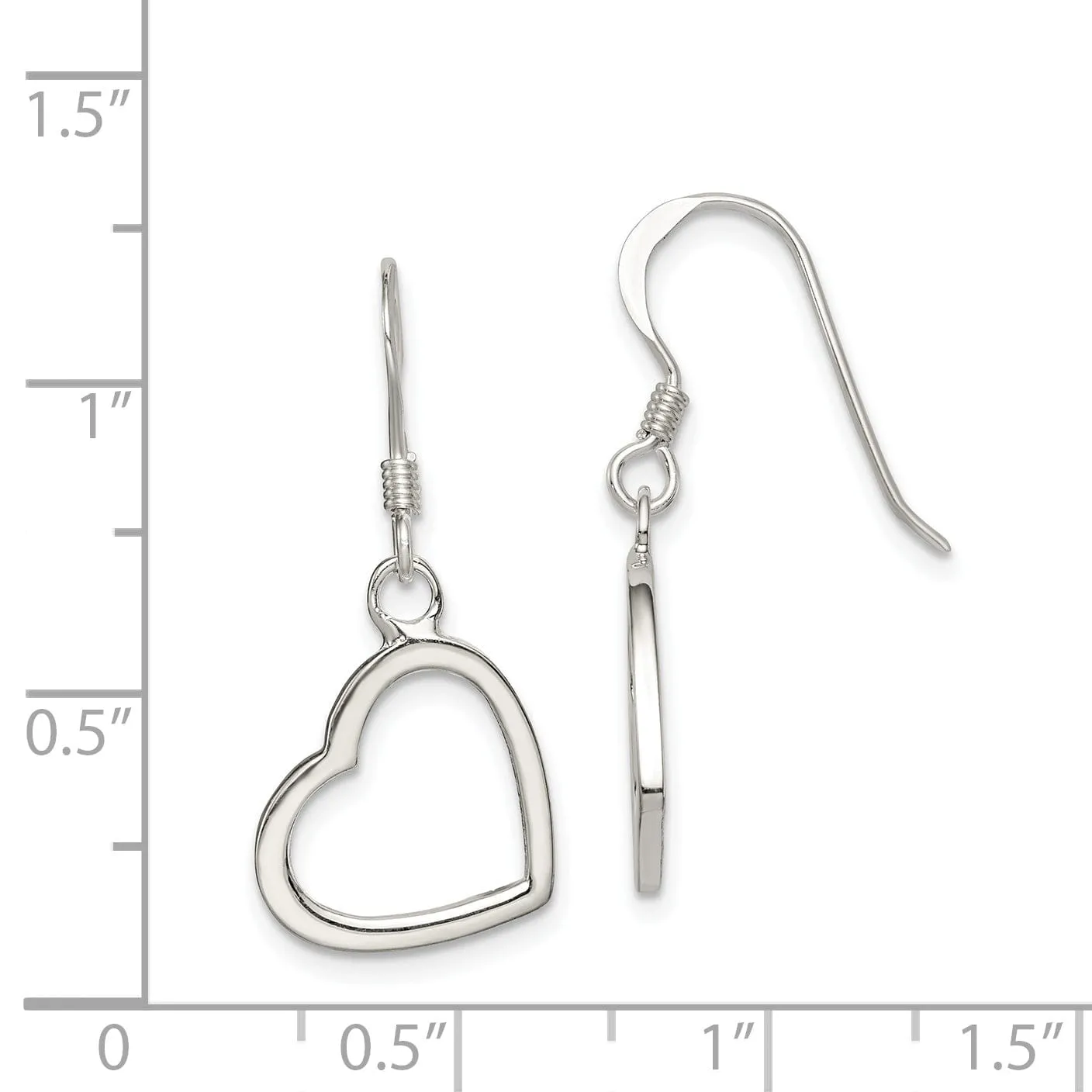 Sterling Silver Heart Side Dangle Earrings