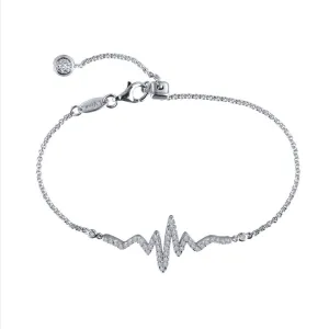 Sterling Silver Simulated Diamond Heartbeat Bracelet