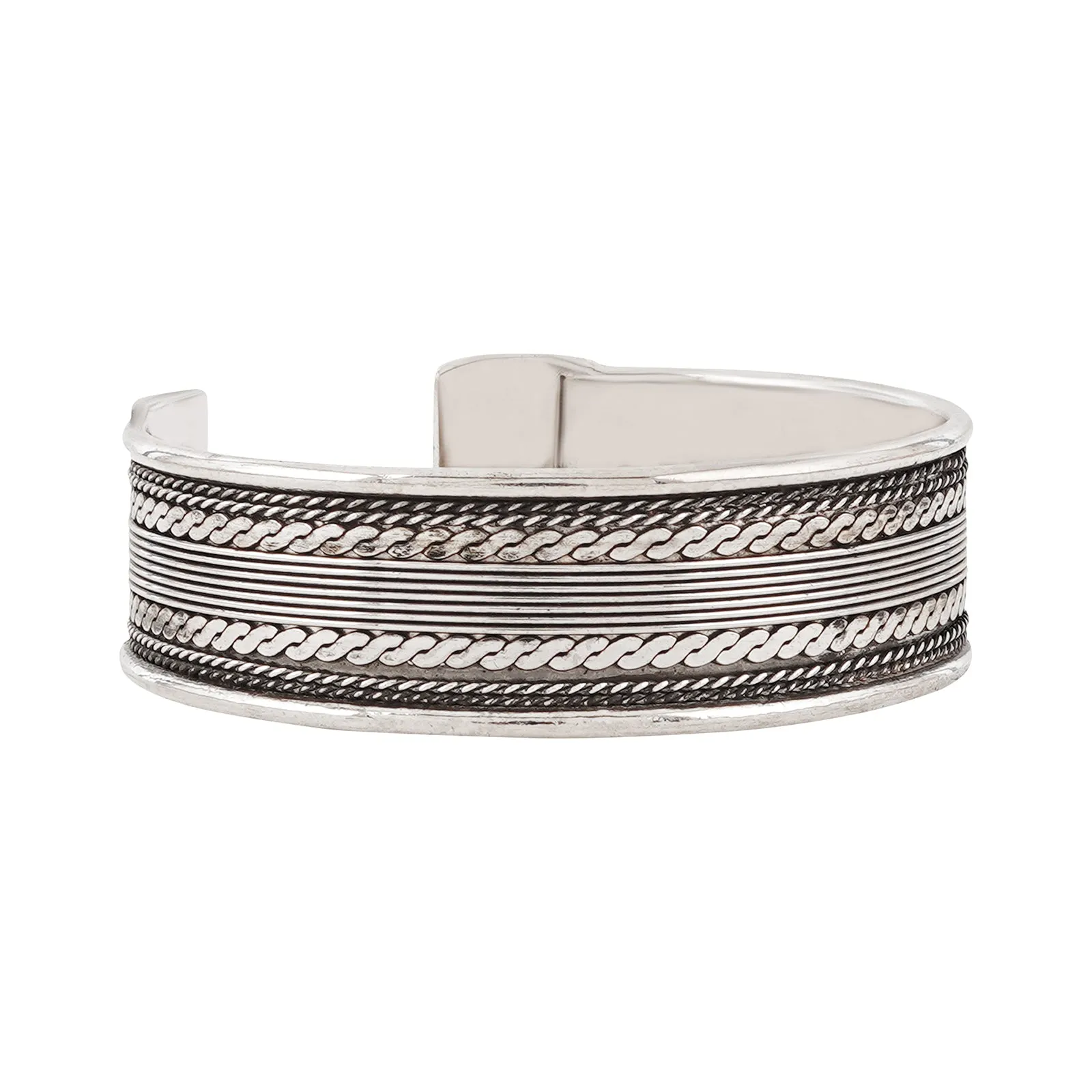 Teejh Amithi Silver Oxidised Cuff Bracelet