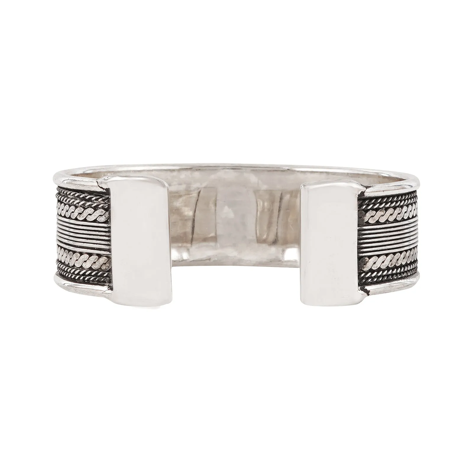 Teejh Amithi Silver Oxidised Cuff Bracelet