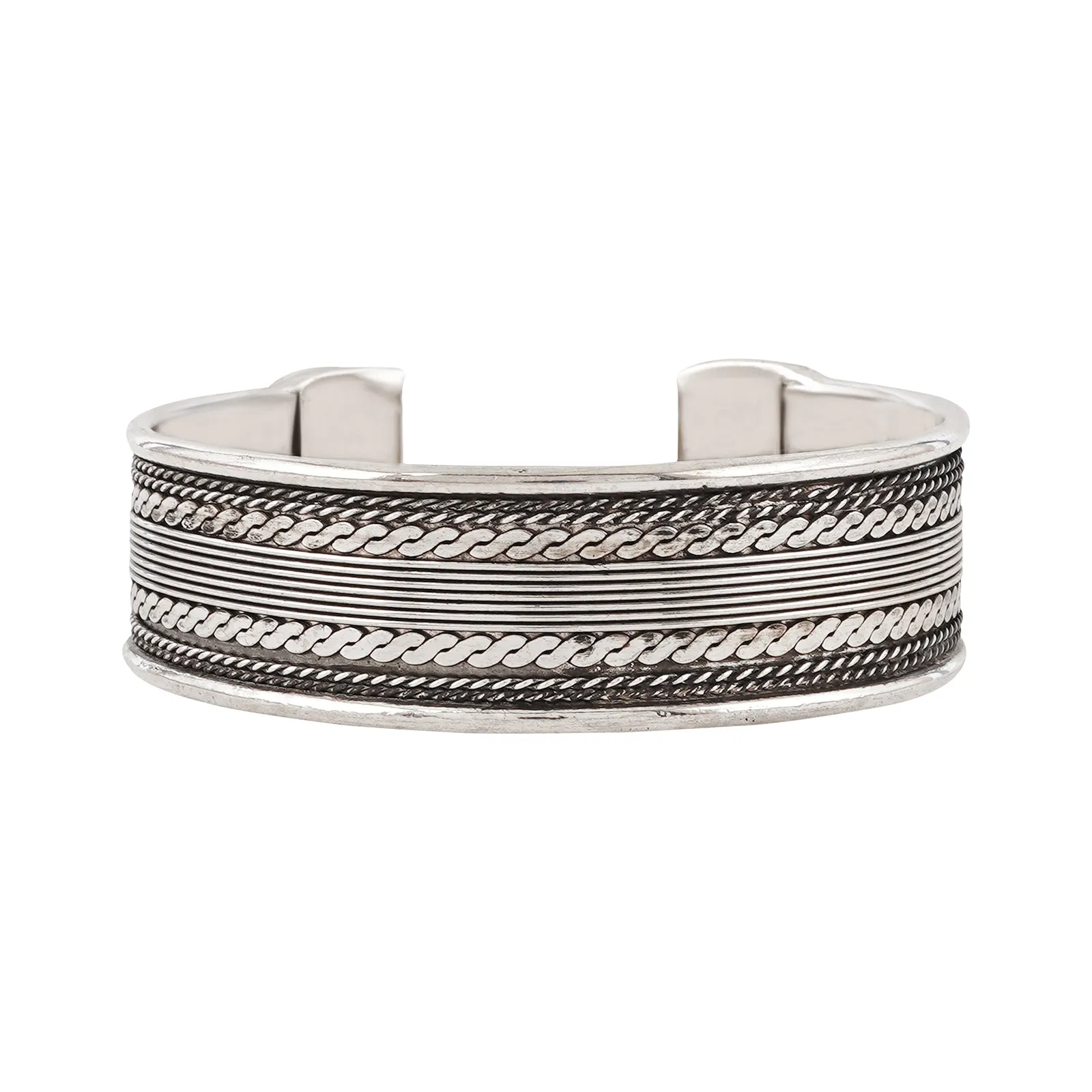 Teejh Amithi Silver Oxidised Cuff Bracelet