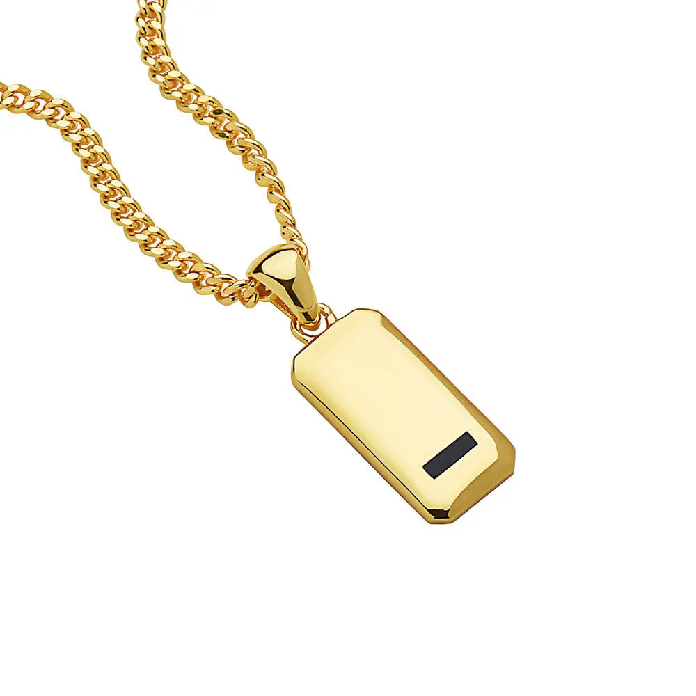 The Brick Necklace  - JOEY ZAUZIG SQUARE GOLD BAR SHAPE BLACK BAR NECKLACE