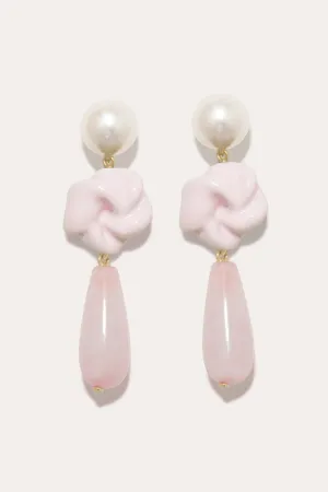 The Depths of Time - Pearl, Rose Quartz and Enamel Recycled Gold Vermeil Earrings