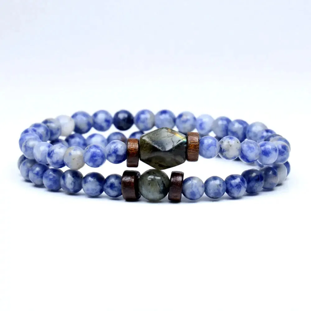 Trend Men's Bracelet Lava Stone Labradorite Moonstone Beads Bracelet Chakra Yoga Wood Bead Bracelet For Men Jewelry Bileklik