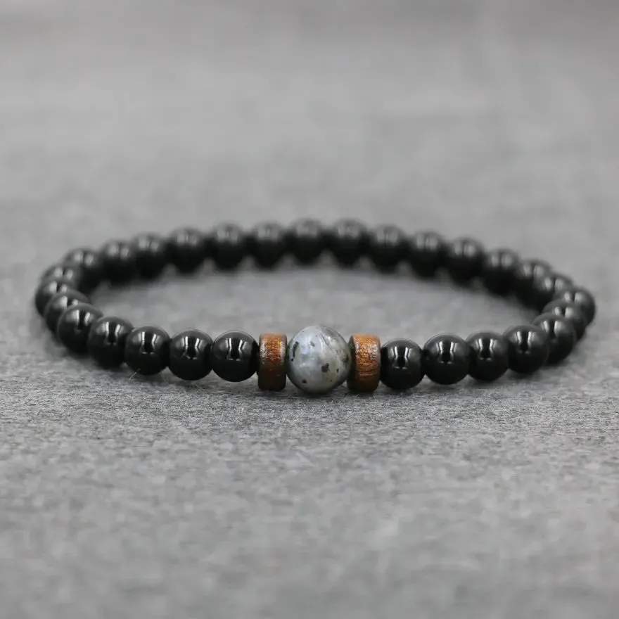 Trend Men's Bracelet Lava Stone Labradorite Moonstone Beads Bracelet Chakra Yoga Wood Bead Bracelet For Men Jewelry Bileklik