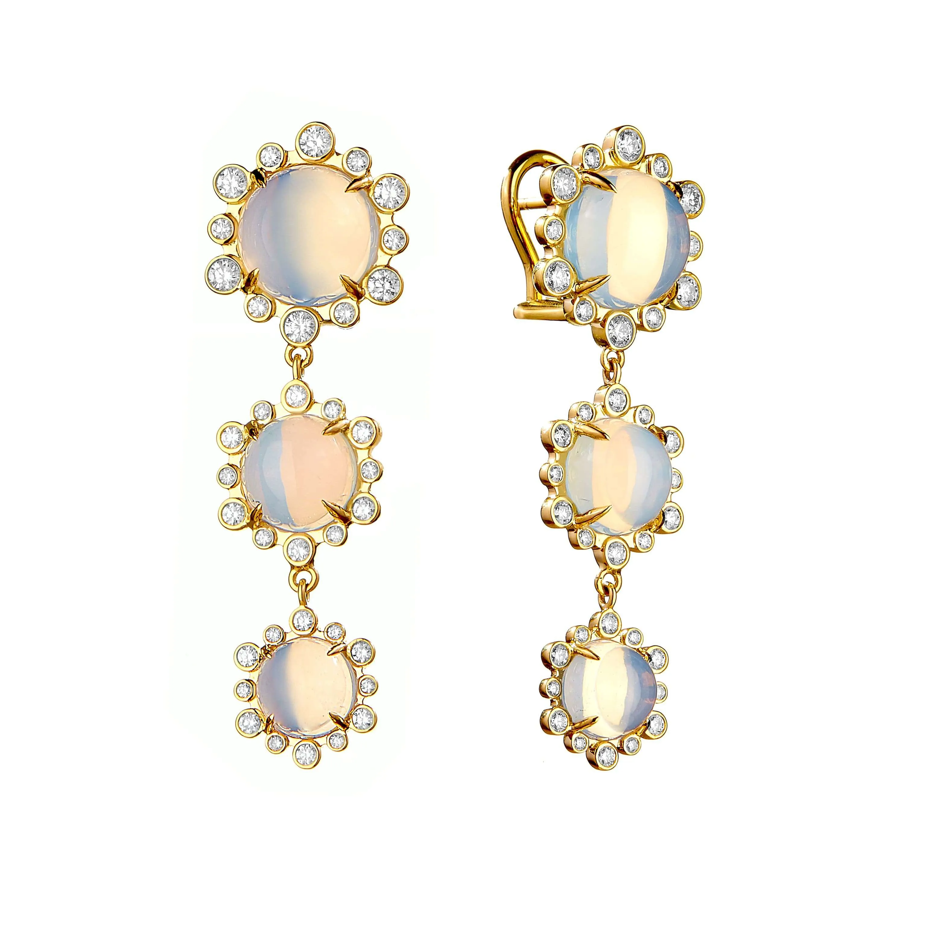 Triple Moon Diamond Earrings