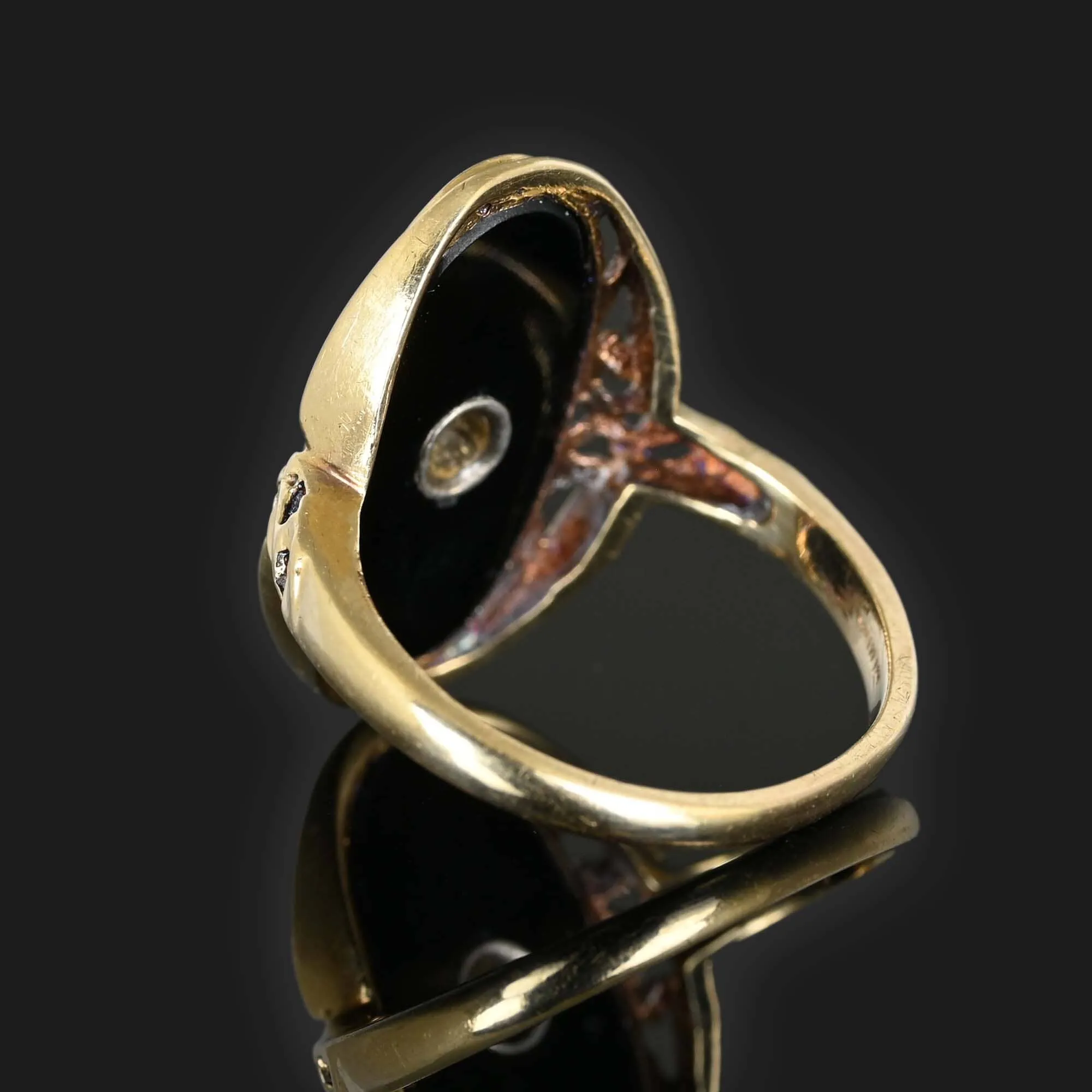 Vintage Black Onyx Diamond Ring in Gold