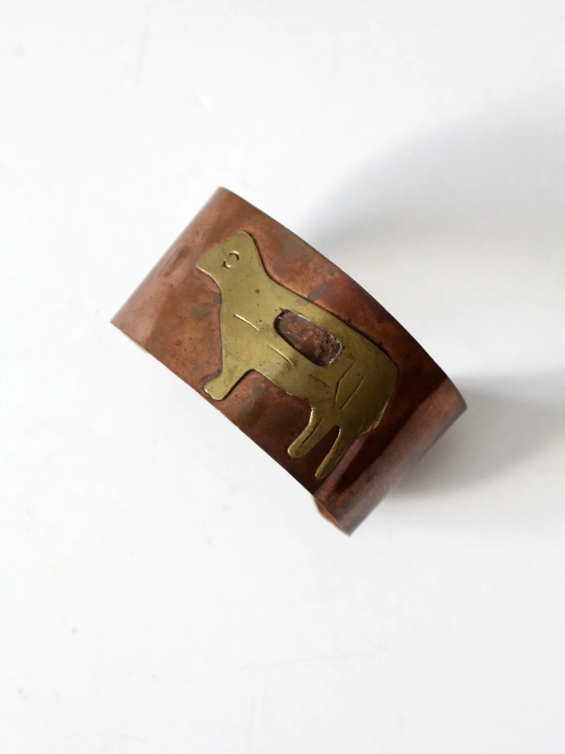 vintage copper cuff with brass