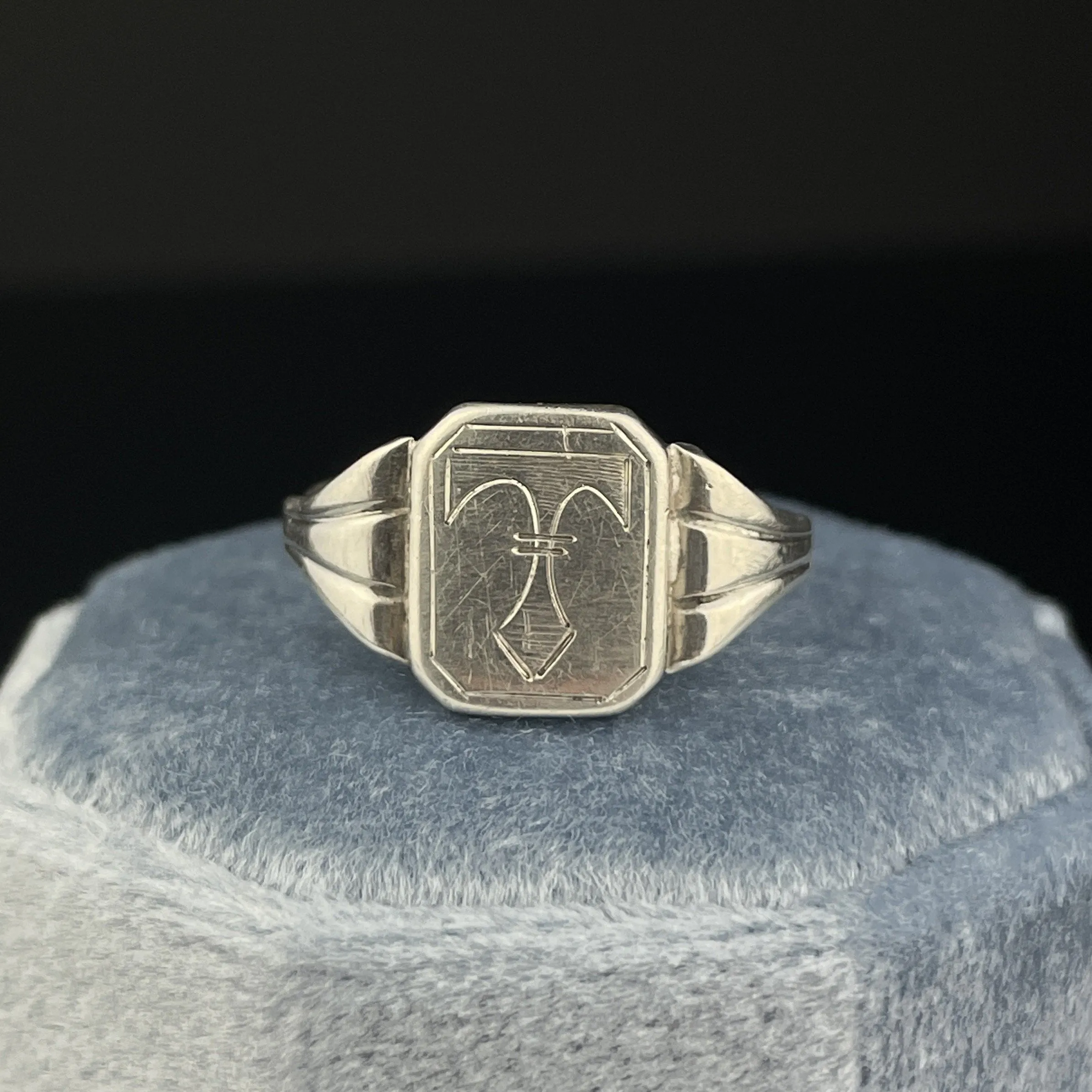 Vintage Silver Engraved Personalized Signet Ring, Sz 10