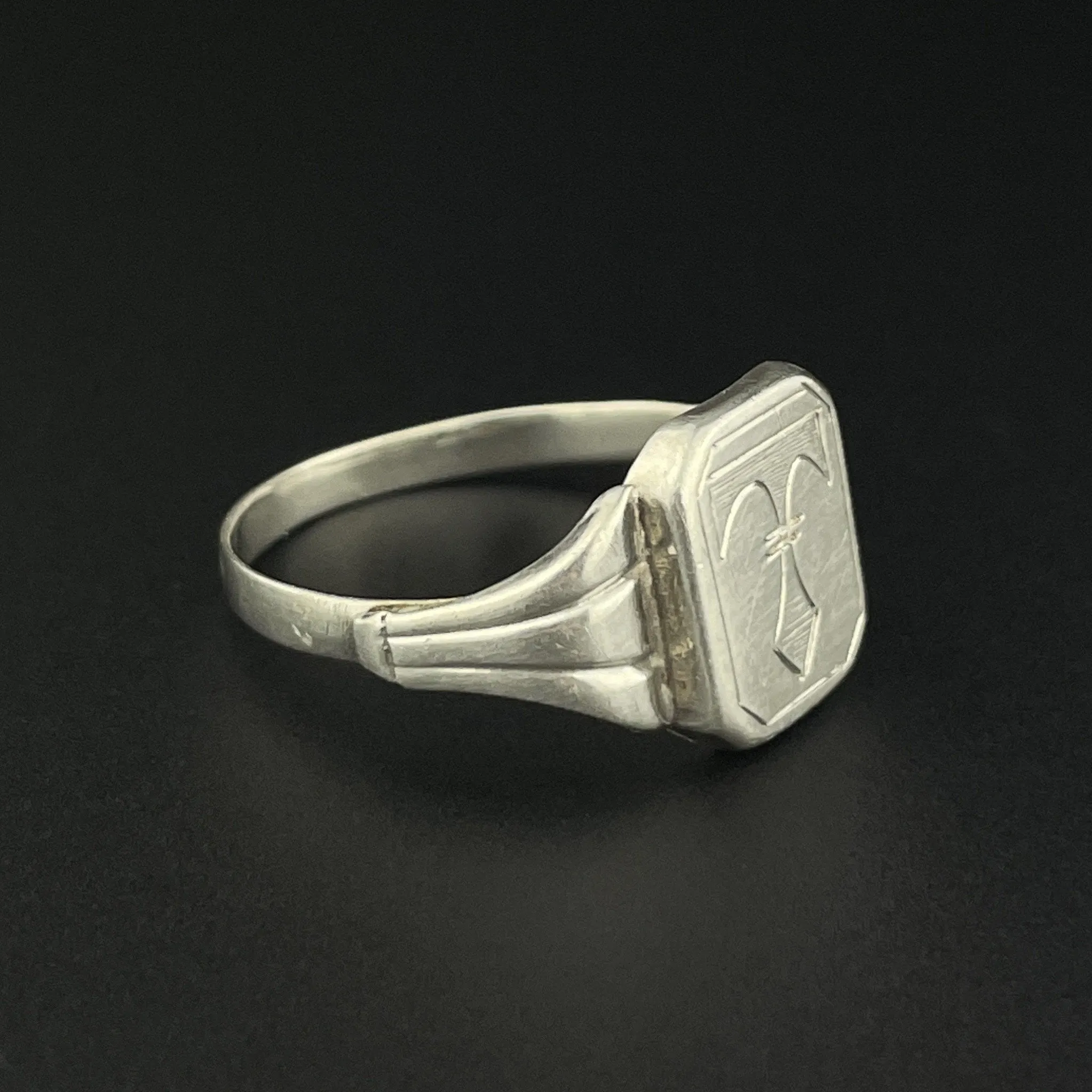 Vintage Silver Engraved Personalized Signet Ring, Sz 10