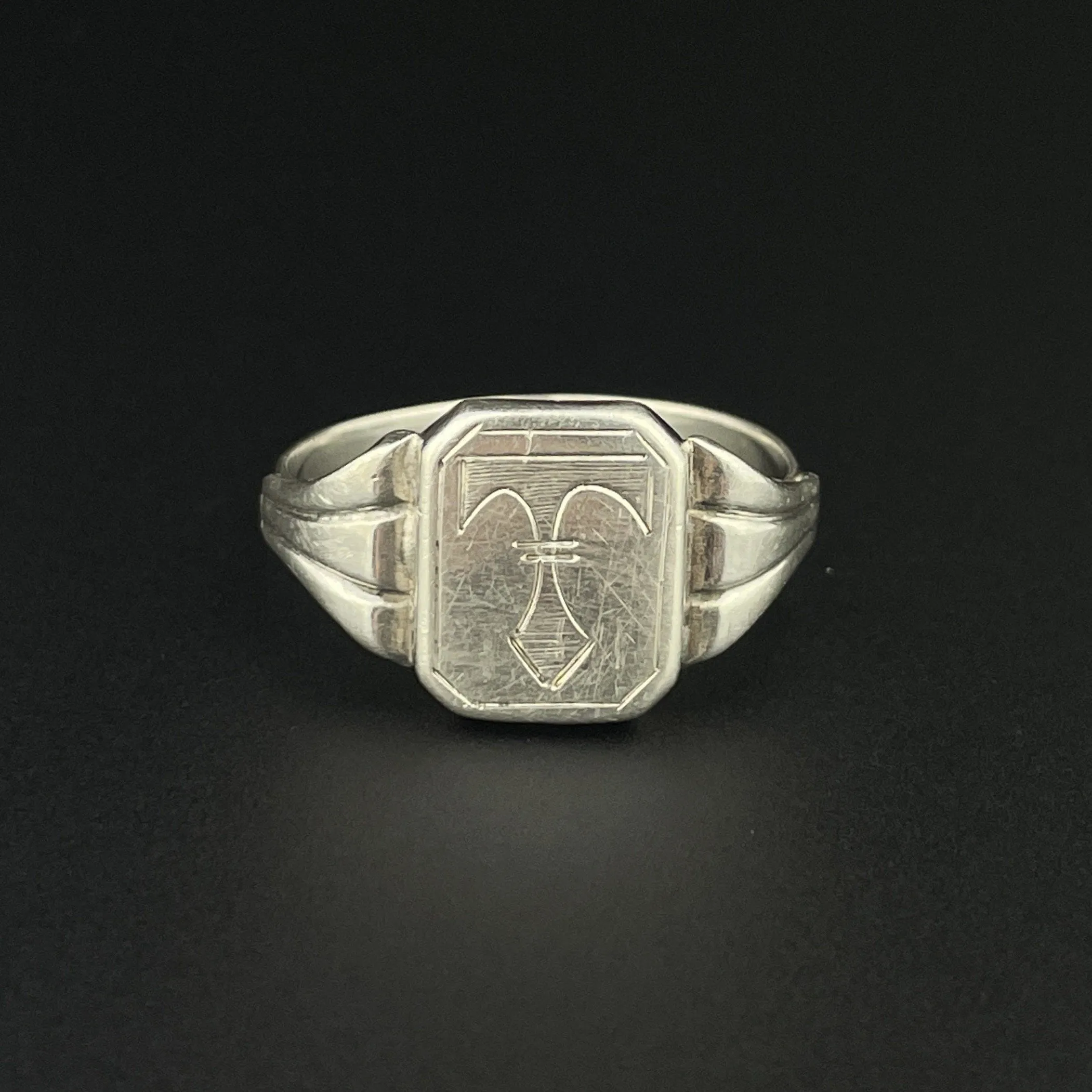 Vintage Silver Engraved Personalized Signet Ring, Sz 10