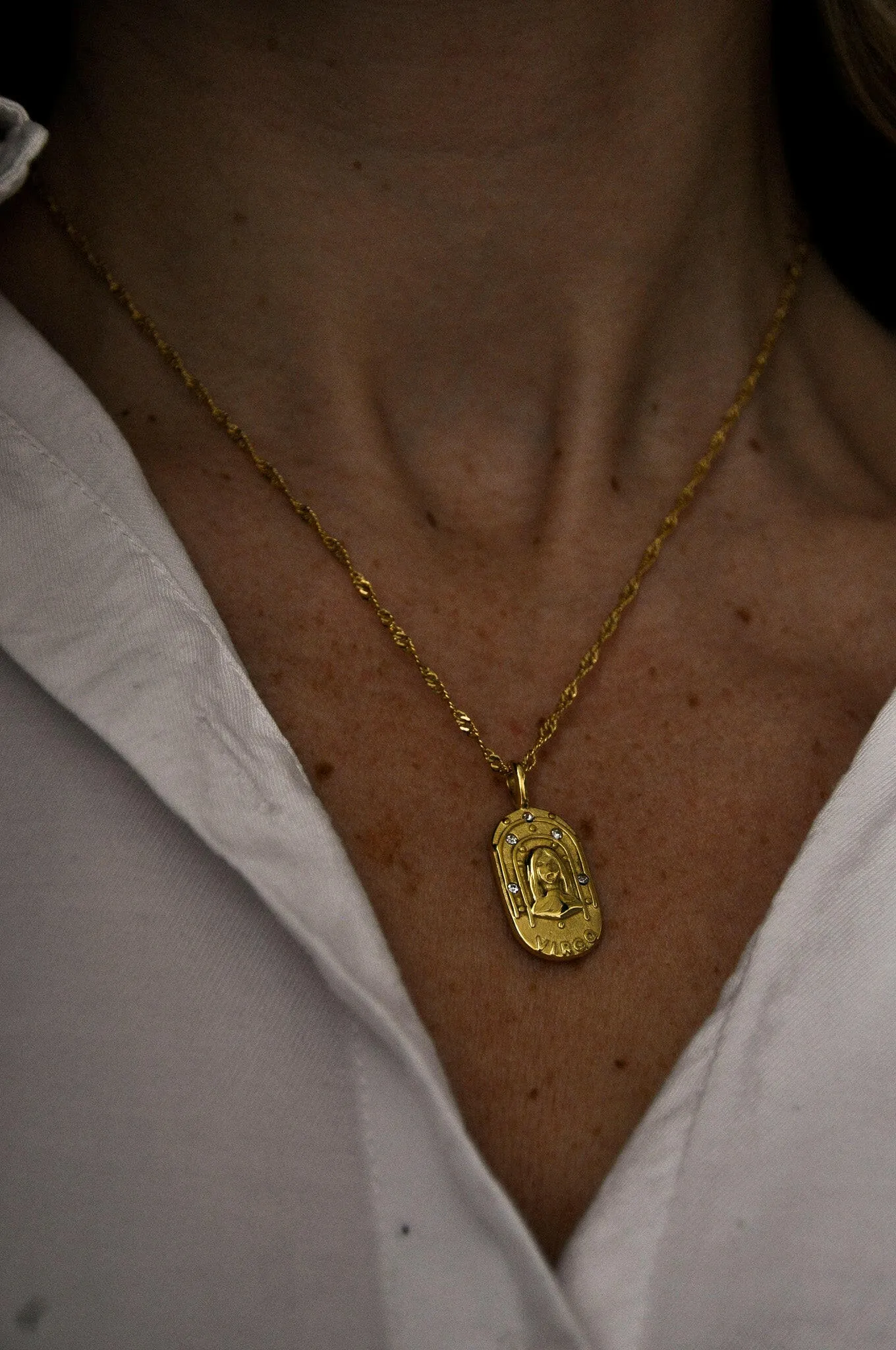 Virgo 18k Gold Zodiac Pendent Necklace