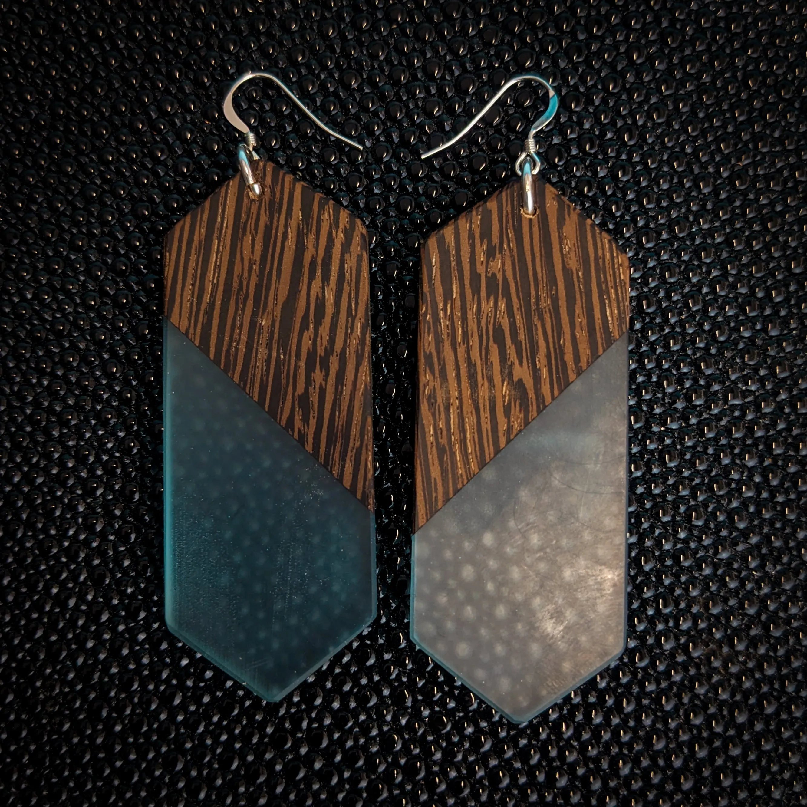 Wenge Glass Blue Dangle Earrings