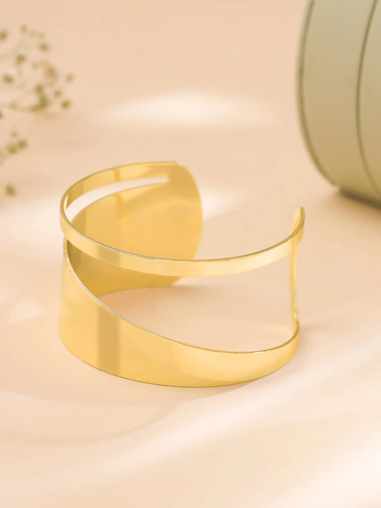 Yellow Chimes Cuff Bracelet for Women | Fashion Golden Bracelet for Women | Bold Broad Hand Accessories for Women | Open Kada Bracelets for Girls | Birthday Gift for Women Anniversary Gift for Wife