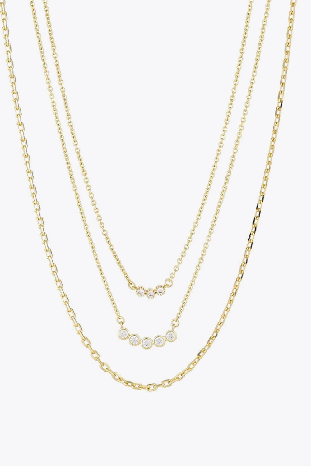 Zircon Chain-Link Necklace Three-Piece Set